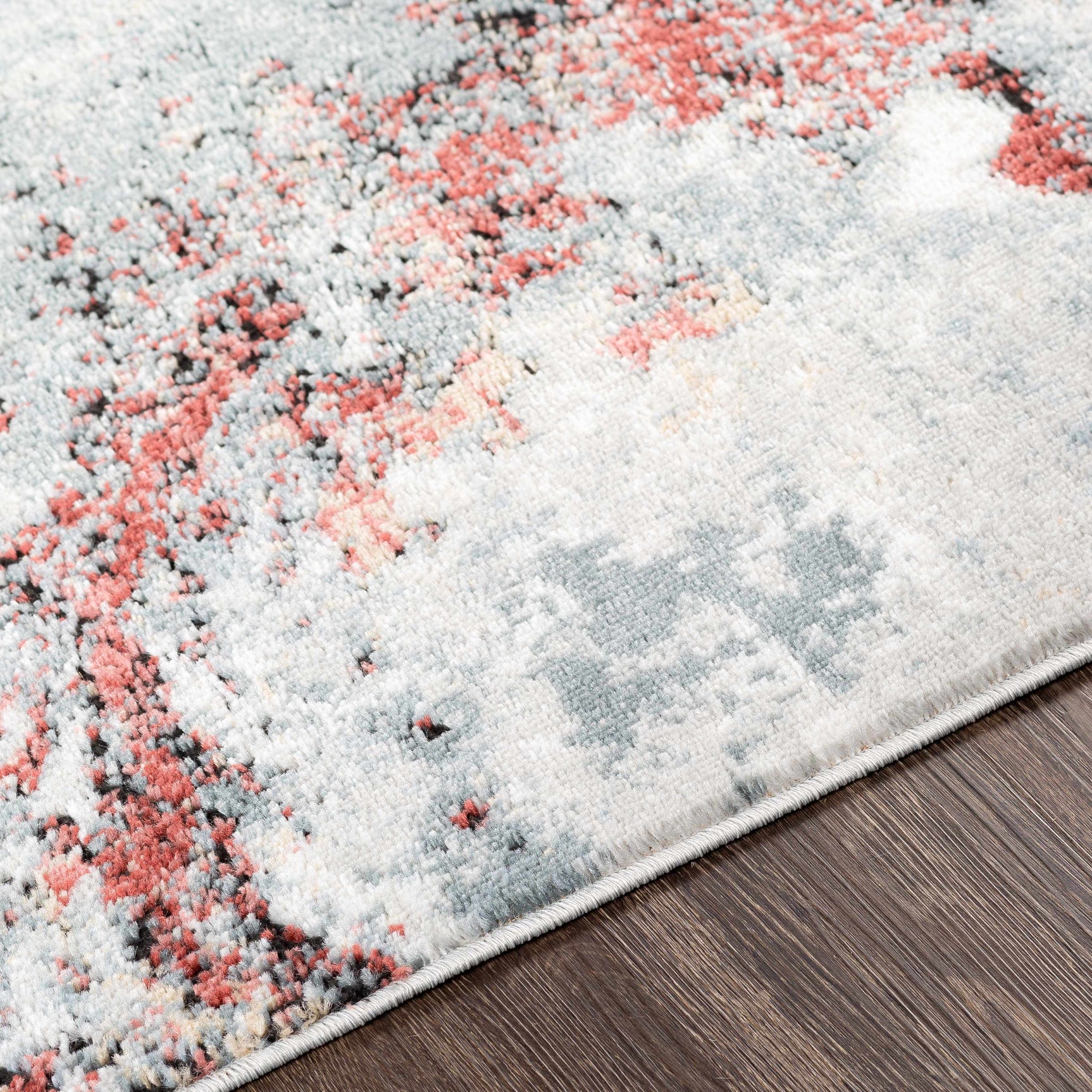Kirkland Silver-Red Marble Rug - Ornate Home