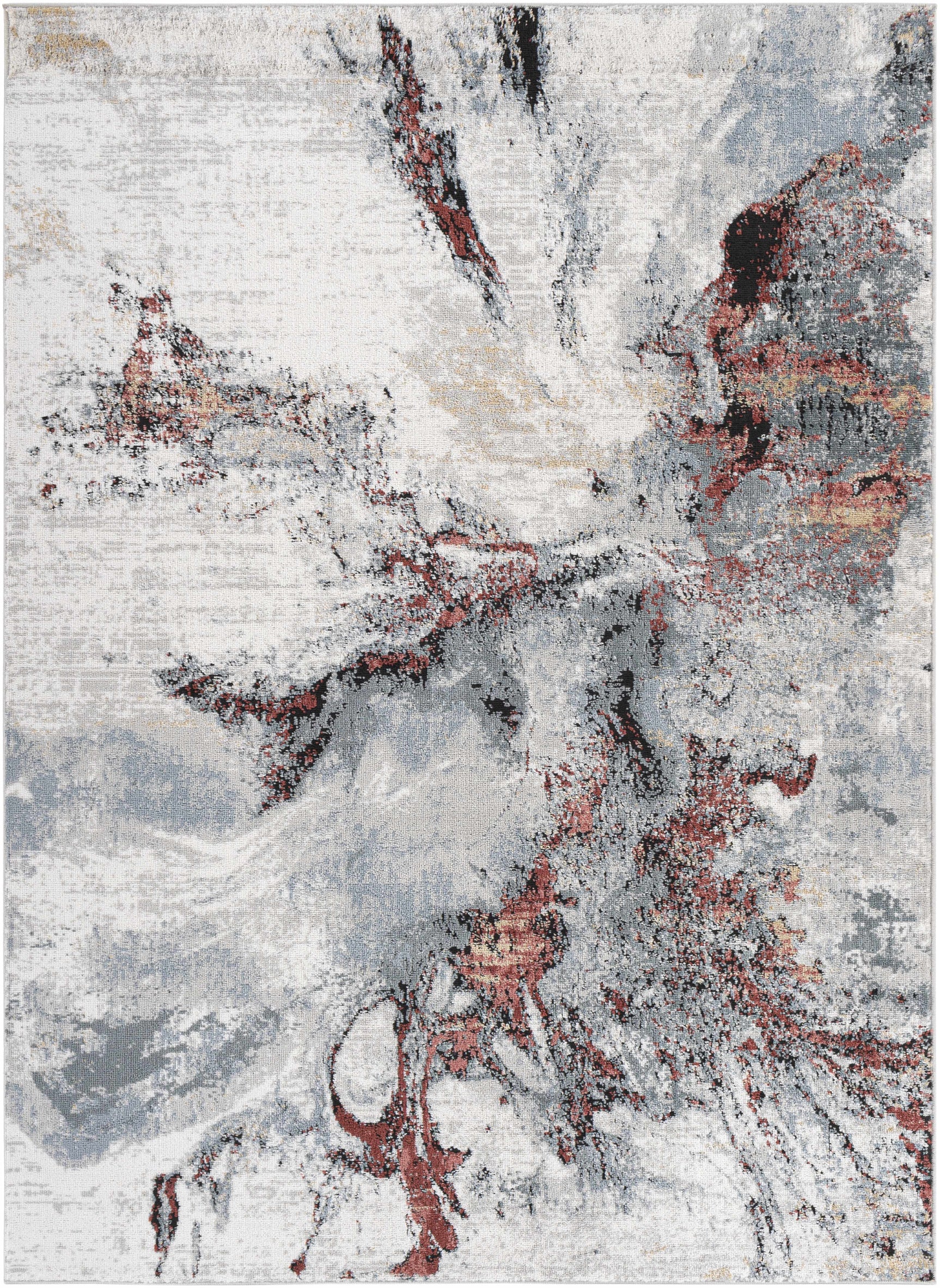 Kirkland Silver-Red Marble Rug - Ornate Home