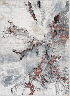 Kirkland Silver-Red Marble Rug - Ornate Home