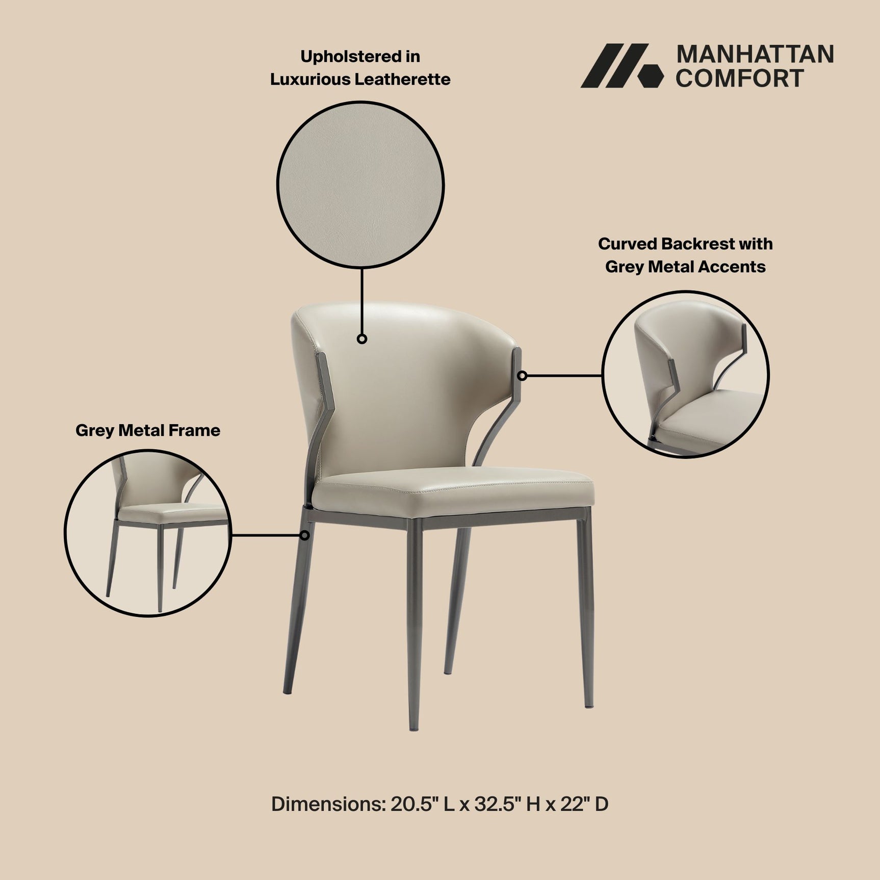 Kirsten Dining Chair in Light Grey (set of 4) - Ornate Home