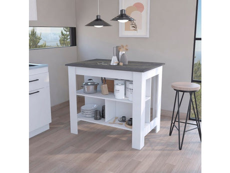 Kitchen Island Dozza, Three Shelves, White / Onyx Finish - Ornate Home
