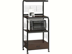 Kitchen Shelf Black on Casters - Ornate Home