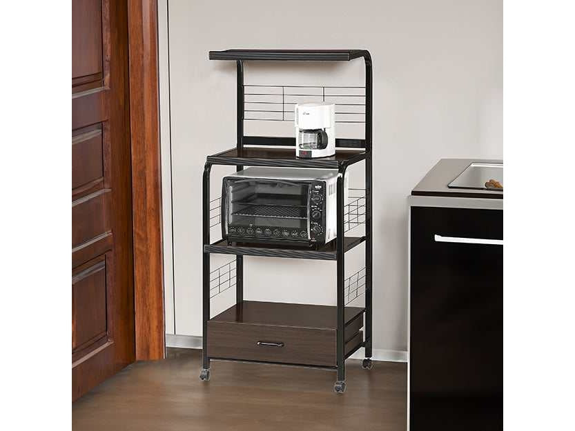Kitchen Shelf Black on Casters - Ornate Home