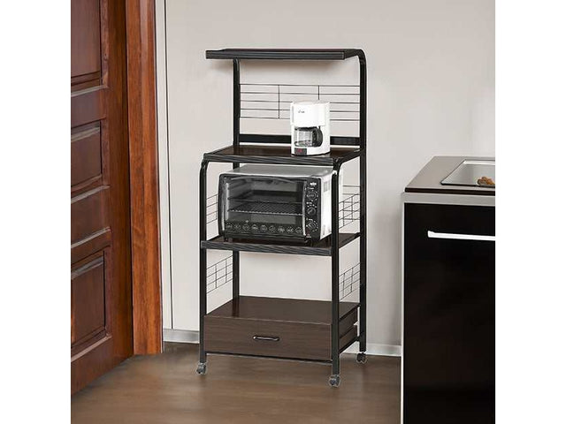 Kitchen Shelf Black on Casters - Ornate Home