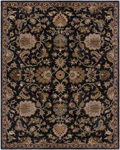 Kittredge Floral Black Wool Rug - Ornate Home