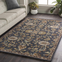 Kittredge Floral Black Wool Rug - Ornate Home