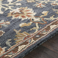 Kittredge Floral Black Wool Rug - Ornate Home