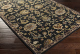 Kittredge Floral Black Wool Rug - Ornate Home