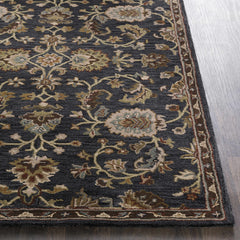 Kittredge Floral Black Wool Rug - Ornate Home