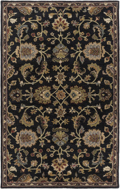 Kittredge Floral Black Wool Rug - Ornate Home