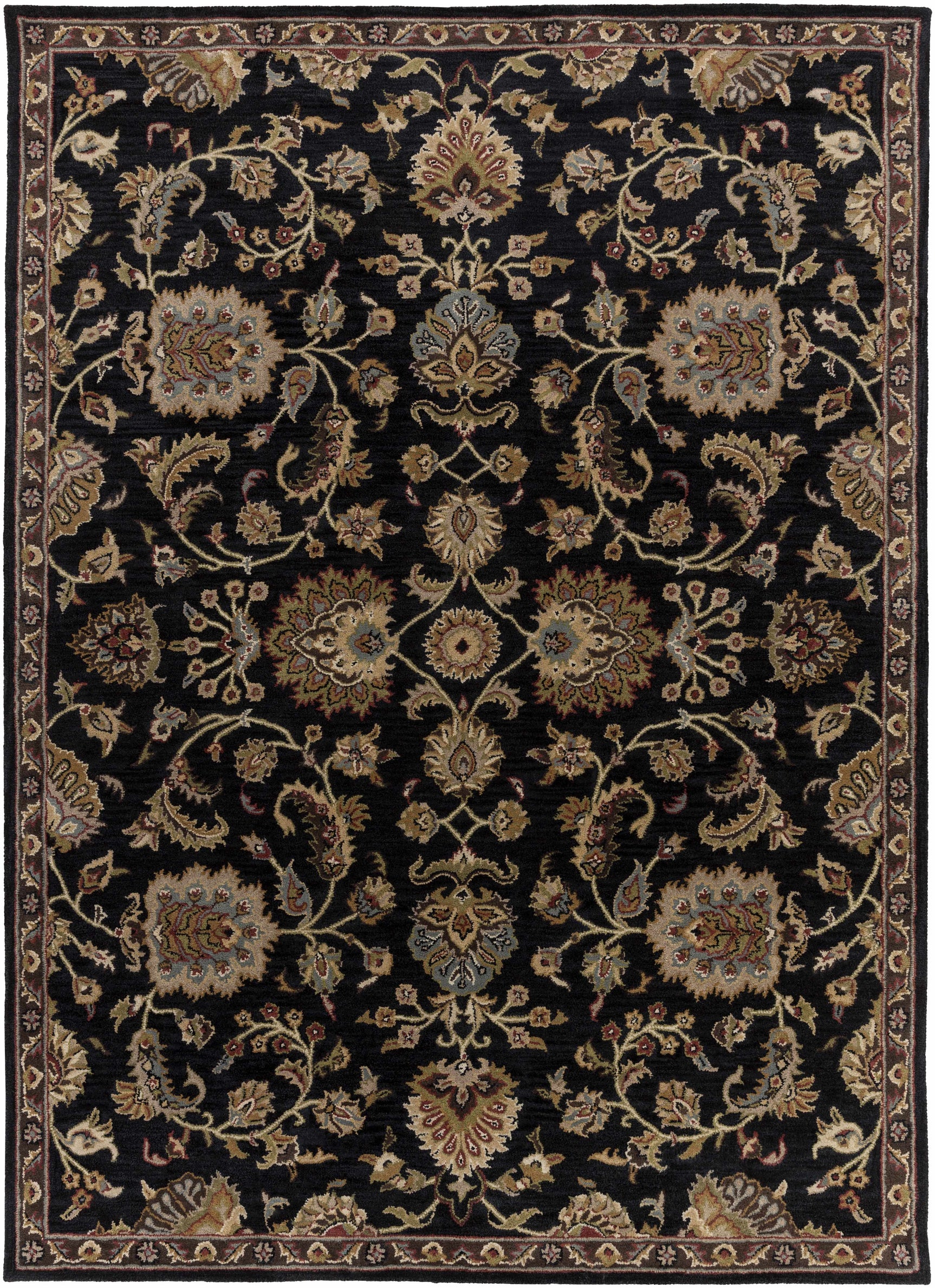 Kittredge Floral Black Wool Rug - Ornate Home