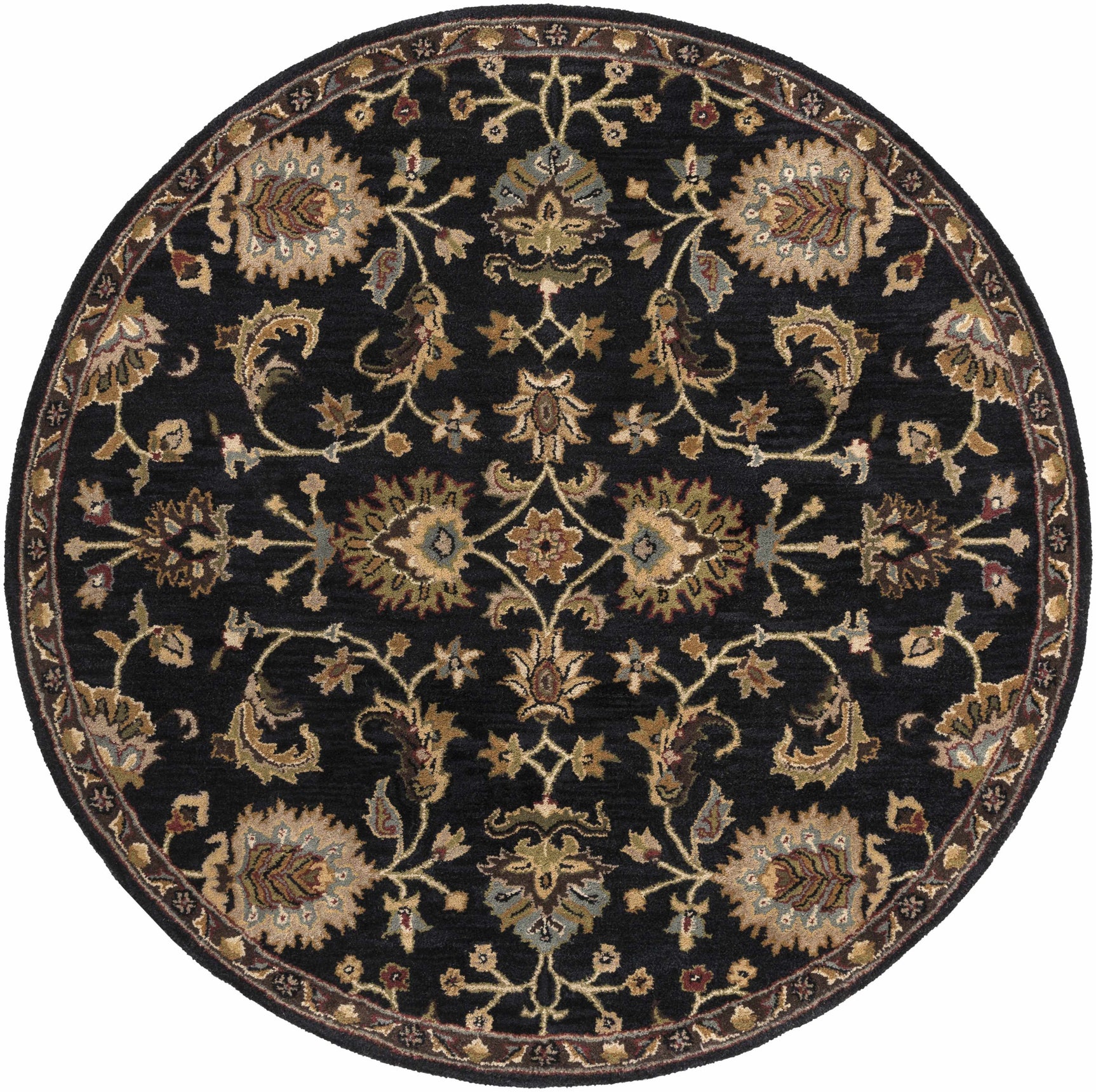 Kittredge Floral Black Wool Rug - Ornate Home