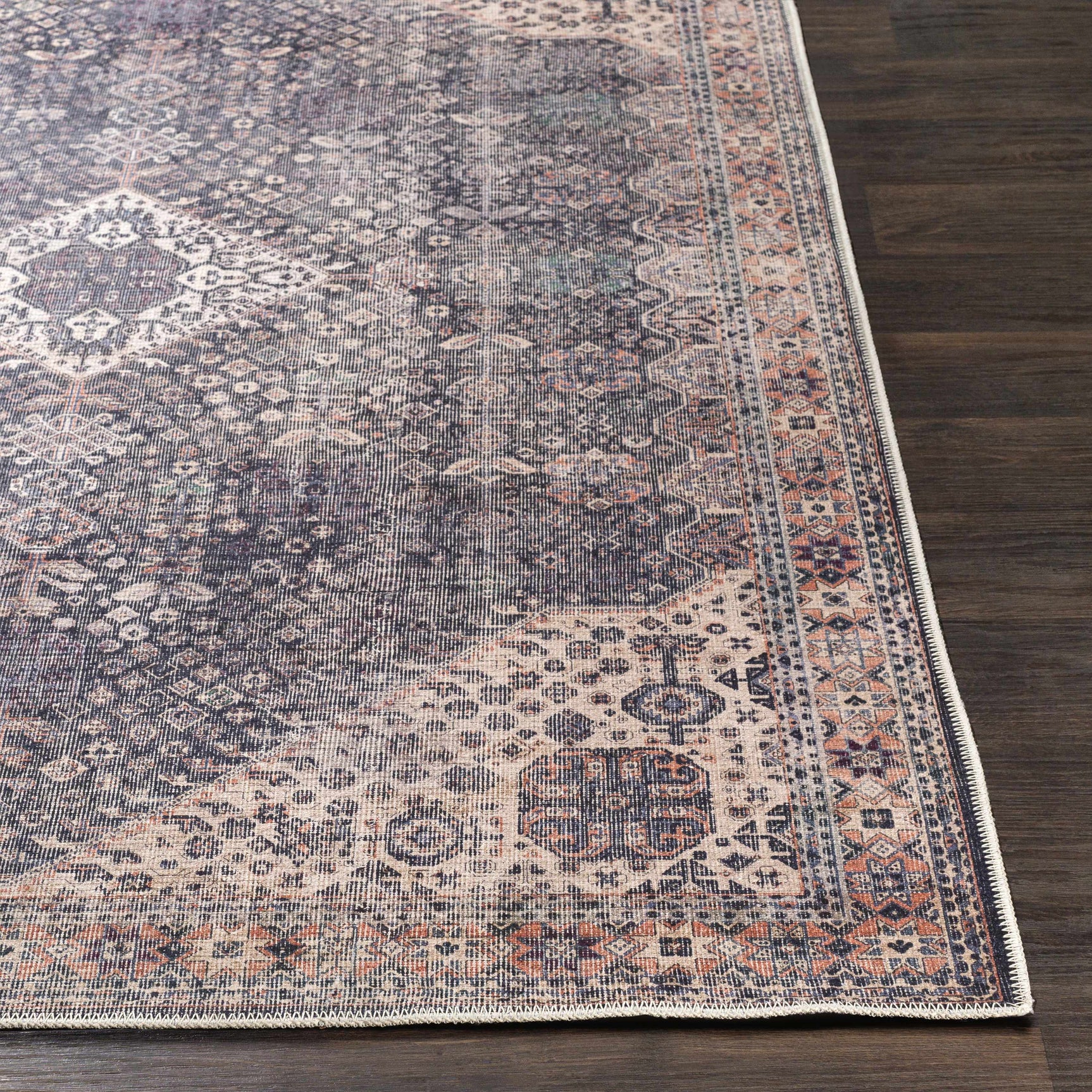 Kittrell Vintage Flat Pile Washable Rug - Clearance - Ornate Home