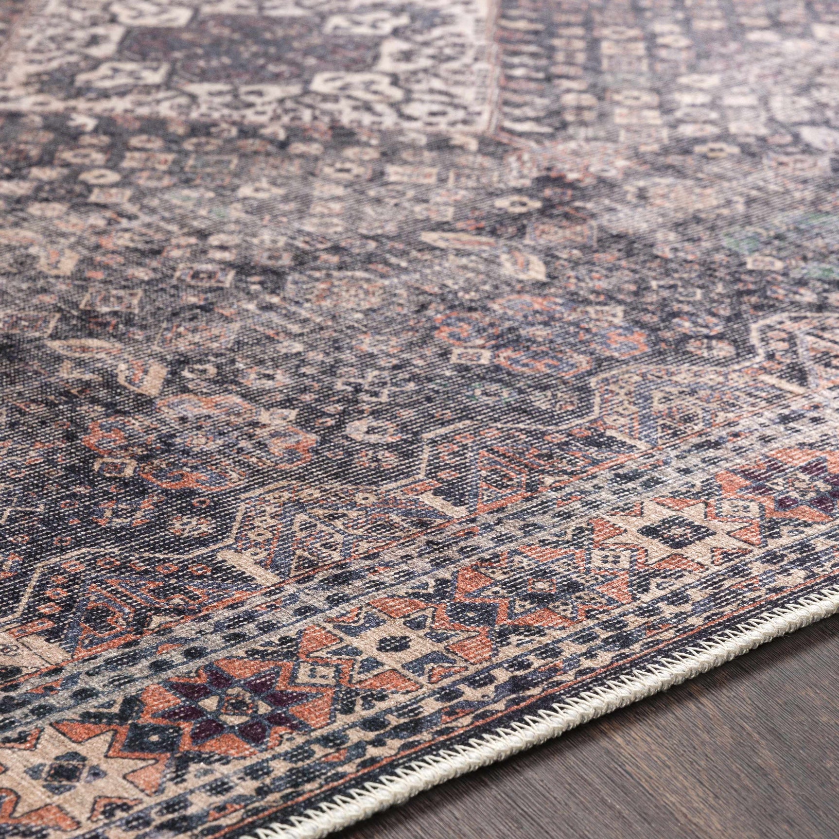 Kittrell Vintage Flat Pile Washable Rug - Clearance - Ornate Home