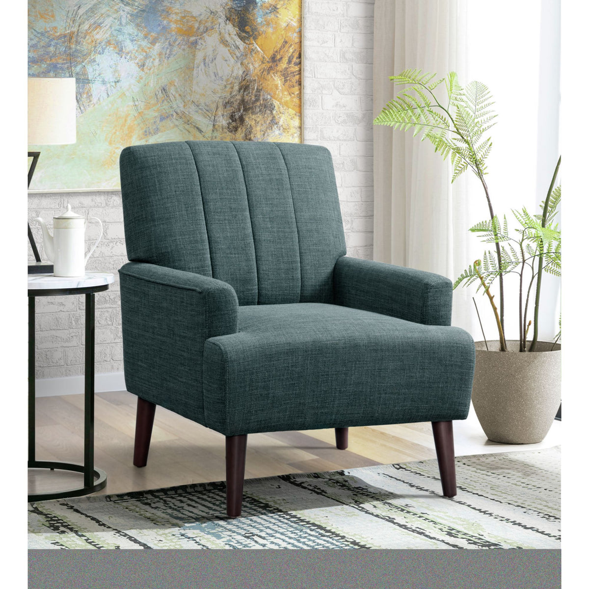 Kiwi Palmer Teal Chair with Channel Back - Ornate Home