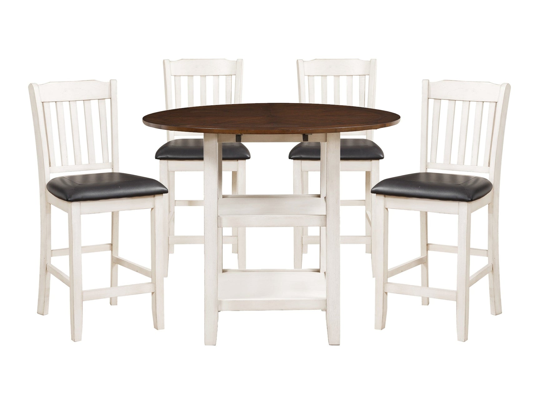 Kiwi Whitewash / Dark Cherry 5-piece Dinig Table Set - Ornate Home