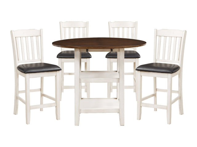 Kiwi Whitewash / Dark Cherry 5-piece Dinig Table Set - Ornate Home