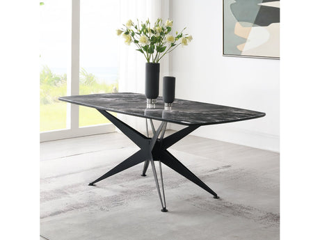 Klaus Crystal Tempered Glass Top/Black Dining Table - Ornate Home