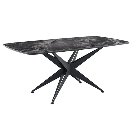 Klaus Crystal Tempered Glass Top/Black Dining Table - Ornate Home