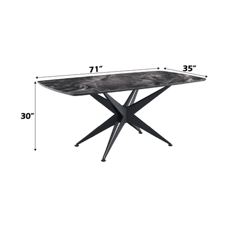 Klaus Crystal Tempered Glass Top/Black Dining Table - Ornate Home