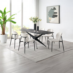 Klaus Crystal Tempered Glass Top/Black Dining Table - Ornate Home