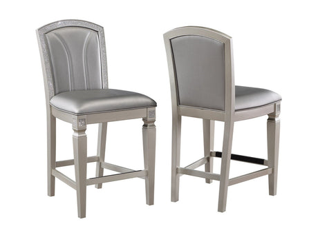 Klina Silver Champagne Counter Height Chair (Set of 2) - Ornate Home