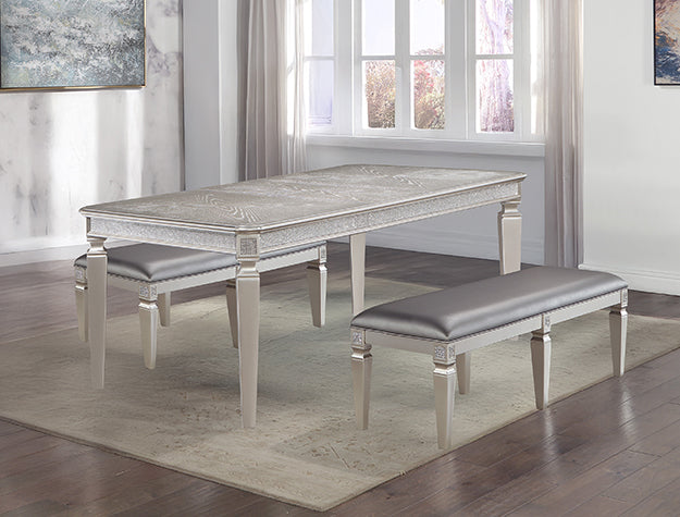 Klina Silver Champagne Dining Bench - Ornate Home