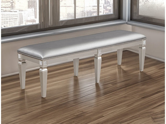Klina Silver Champagne Dining Bench - Ornate Home
