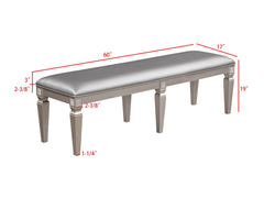 Klina Silver Champagne Dining Bench - Ornate Home