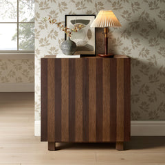 Kline Dark Walnut Stripe 2-Door Striped Accent Cabinet - Ornate Home