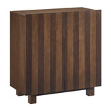 Kline Dark Walnut Stripe 2-Door Striped Accent Cabinet - Ornate Home