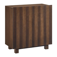 Kline Dark Walnut Stripe 2-Door Striped Accent Cabinet - Ornate Home