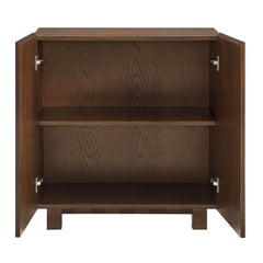 Kline Dark Walnut Stripe 2-Door Striped Accent Cabinet - Ornate Home