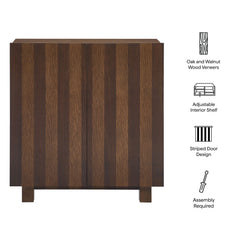 Kline Dark Walnut Stripe 2-Door Striped Accent Cabinet - Ornate Home
