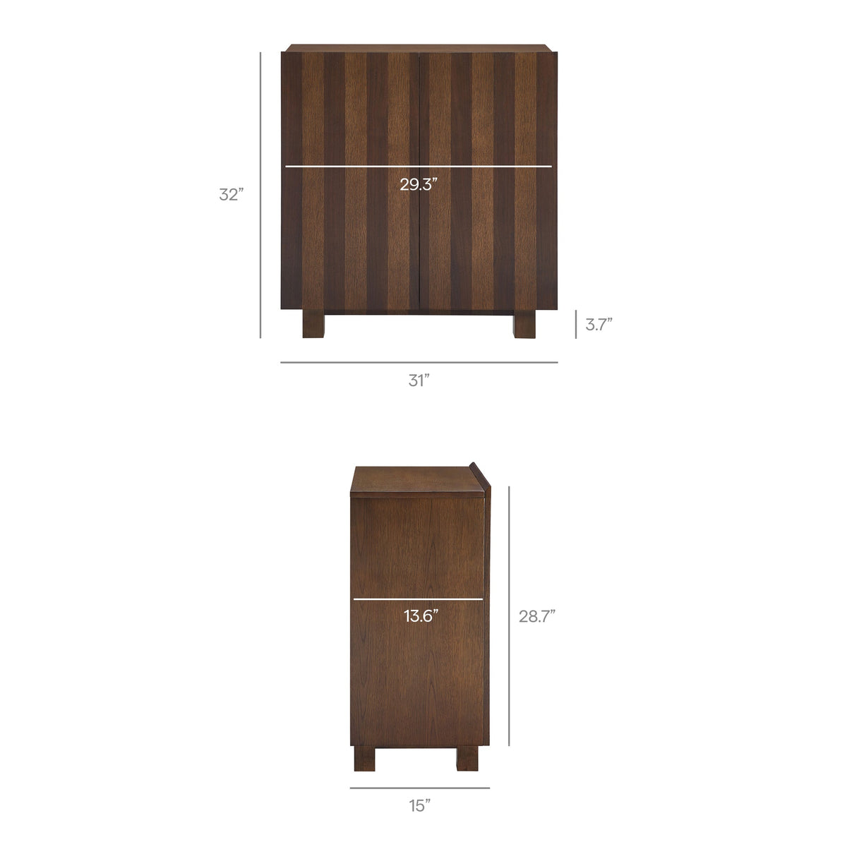 Kline Dark Walnut Stripe 2-Door Striped Accent Cabinet - Ornate Home