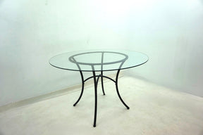 Kline Matte Black 48-inch Round Glass Top Dining Table - Ornate Home