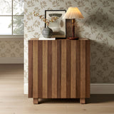 Kline Oak Walnut Stripe 2-Door Striped Accent Cabinet - Ornate Home