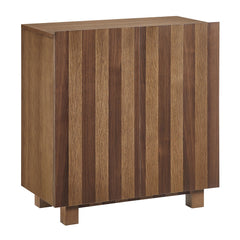 Kline Oak Walnut Stripe 2-Door Striped Accent Cabinet - Ornate Home