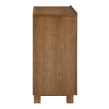 Kline Oak Walnut Stripe 2-Door Striped Accent Cabinet - Ornate Home
