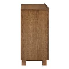 Kline Oak Walnut Stripe 2-Door Striped Accent Cabinet - Ornate Home