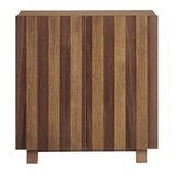 Kline Oak Walnut Stripe 2-Door Striped Accent Cabinet - Ornate Home