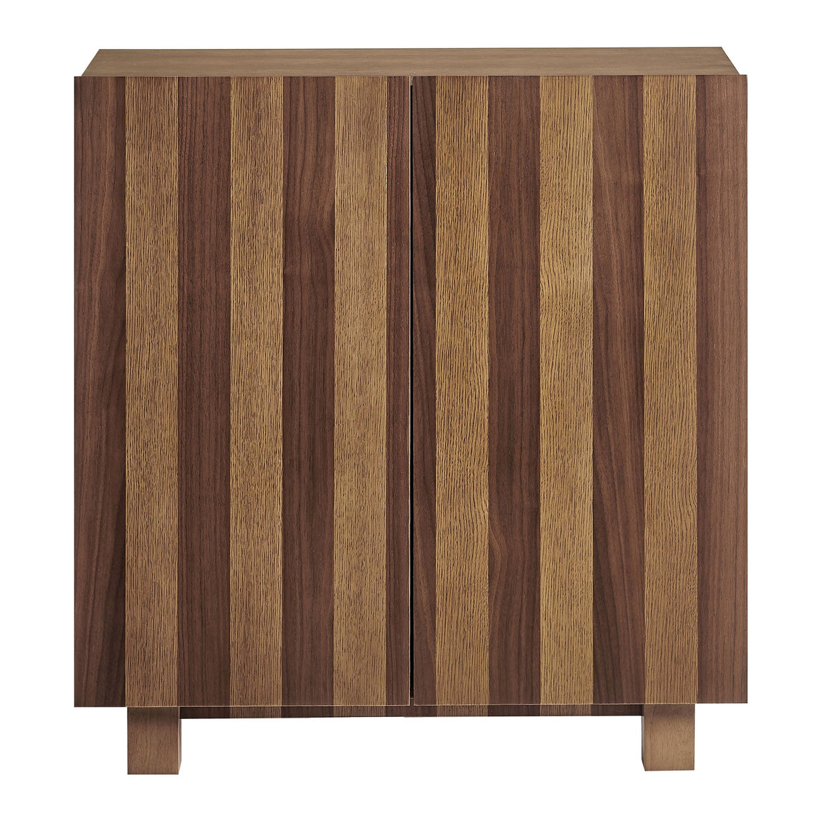 Kline Oak Walnut Stripe 2-Door Striped Accent Cabinet - Ornate Home