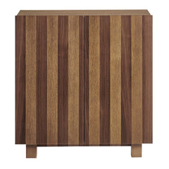 Kline Oak Walnut Stripe 2-Door Striped Accent Cabinet - Ornate Home