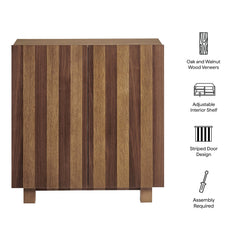 Kline Oak Walnut Stripe 2-Door Striped Accent Cabinet - Ornate Home