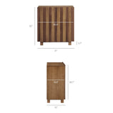 Kline Oak Walnut Stripe 2-Door Striped Accent Cabinet - Ornate Home