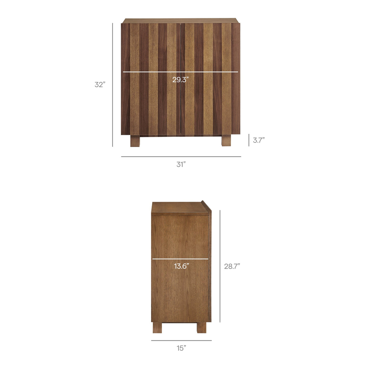 Kline Oak Walnut Stripe 2-Door Striped Accent Cabinet - Ornate Home
