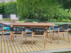Klint 7-Piece Rectangular Teak Outdoor Dining Set with Stacking Armchairs - Ornate Home