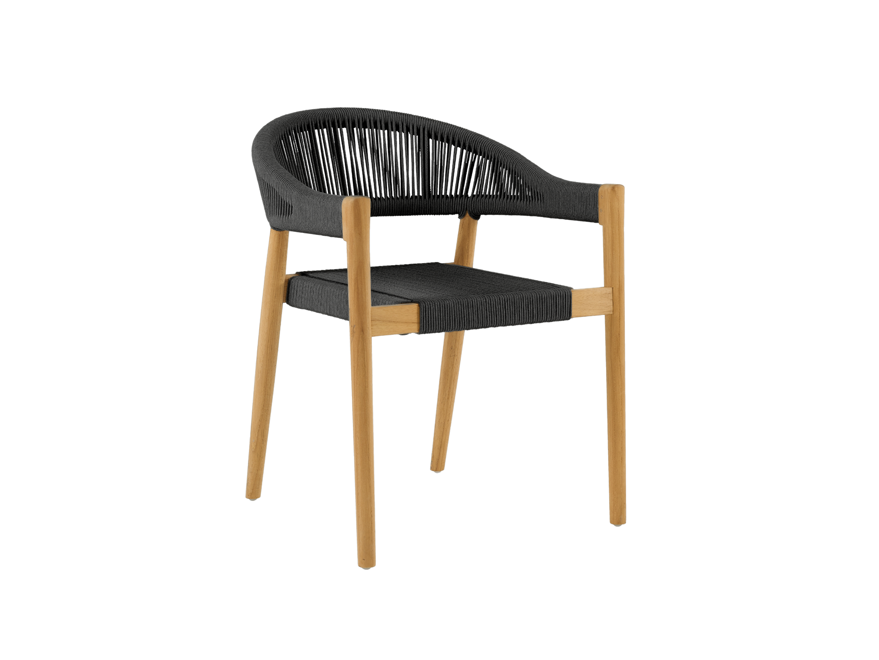 Klint Teak Black Outdoor Rope Dining Stacking Armchair (Set of 4) - Ornate Home