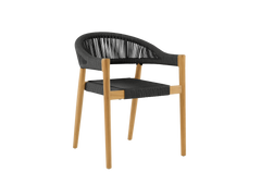 Klint Teak Black Outdoor Rope Dining Stacking Armchair (Set of 4) - Ornate Home