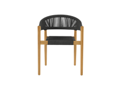 Klint Teak Black Outdoor Rope Dining Stacking Armchair (Set of 4) - Ornate Home